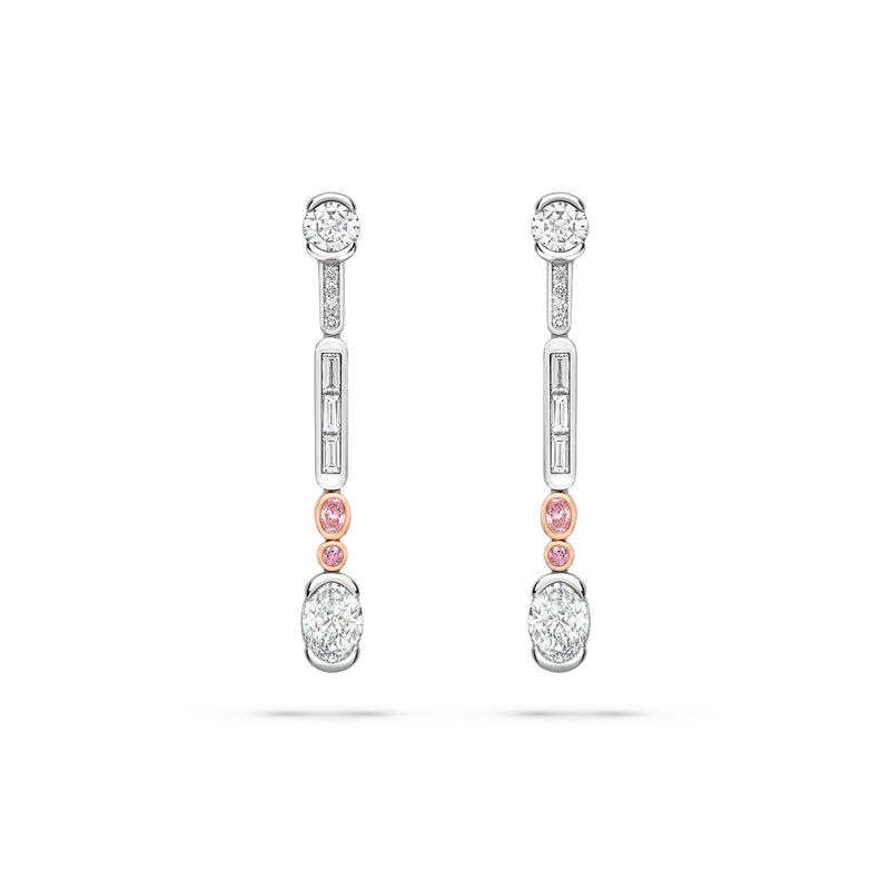 Play of Light Platinum Pink Diamond Drop Earrings