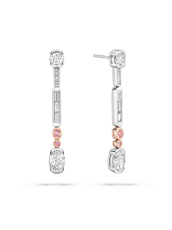 The National Gallery Play of Light Platinum Pink Diamond Drop Earrings