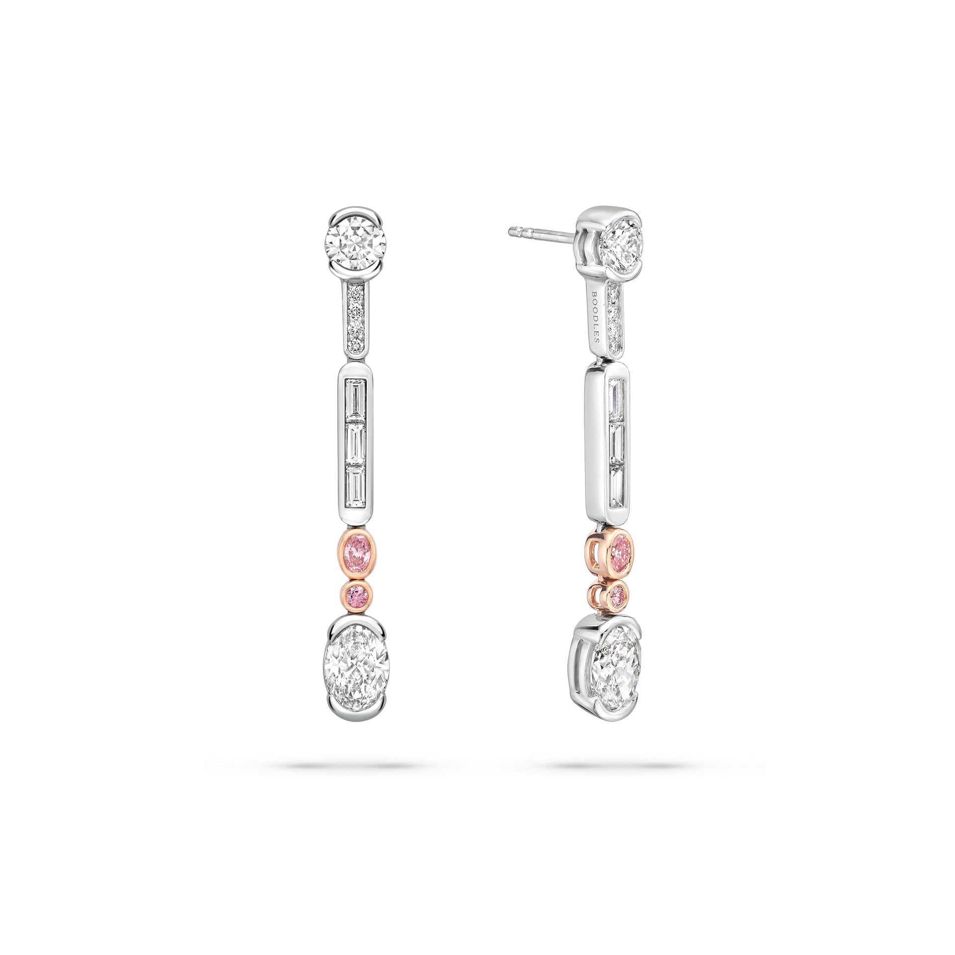 Play of Light Platinum Pink Diamond Drop Earrings