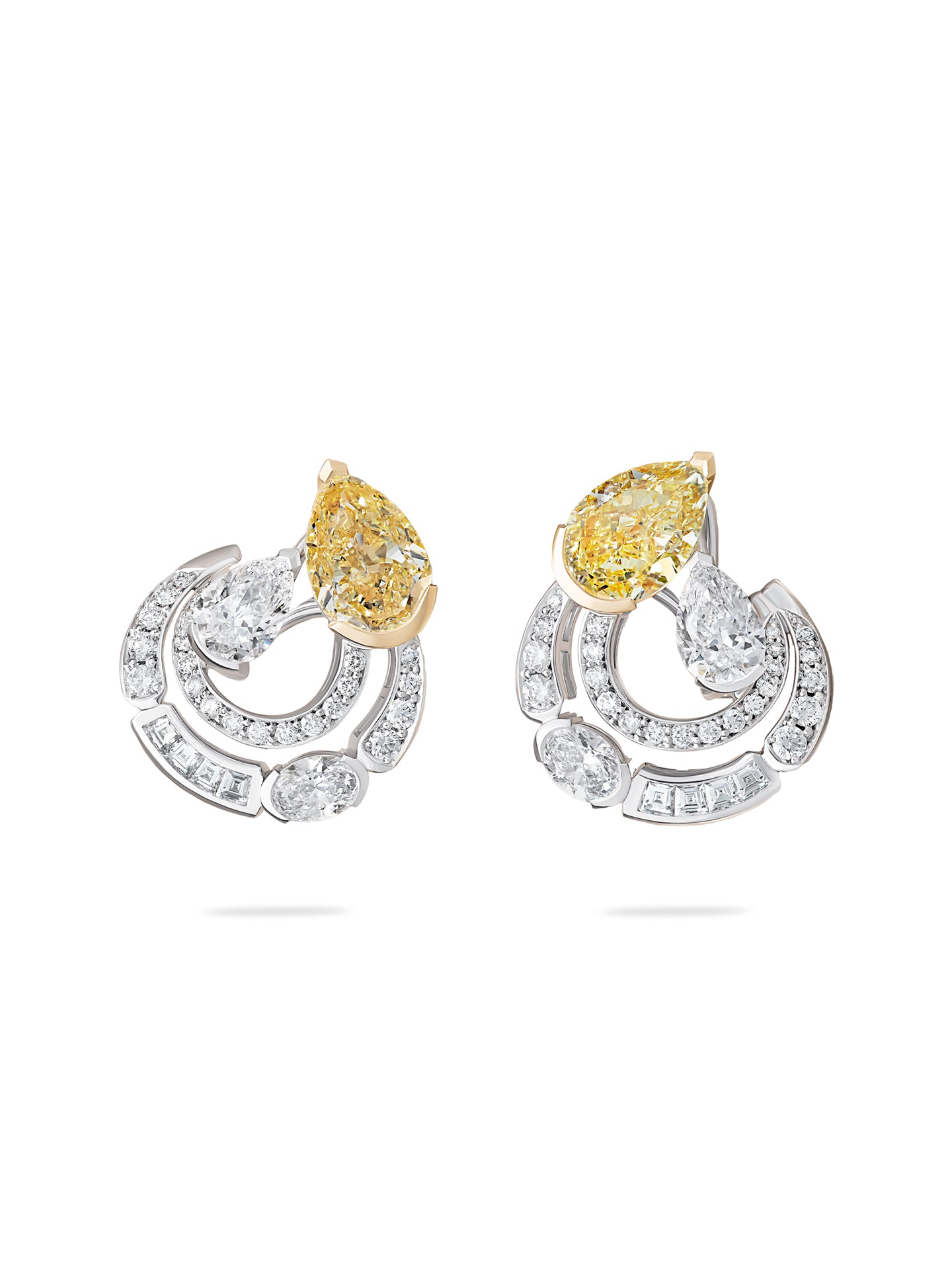 The National Gallery Play of Light Yellow Diamond Platinum Earrings