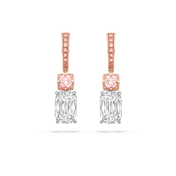 Ashoka and Brilliant Pink Diamond Rose Gold Drop Earrings