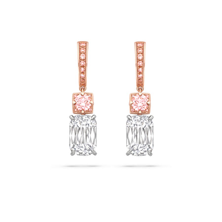 Ashoka and Brilliant Pink Diamond Rose Gold Drop Earrings