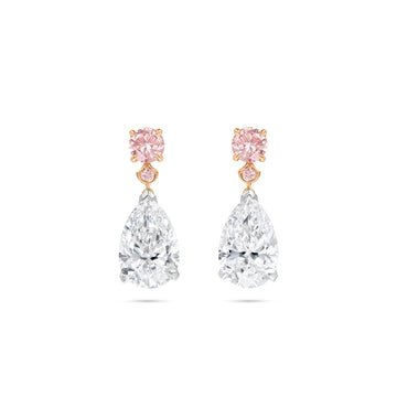 Classic Brilliant Pink Diamond and Pear Diamond Drop Earrings