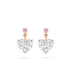 Heart White and Pink Diamond Drop Earrings