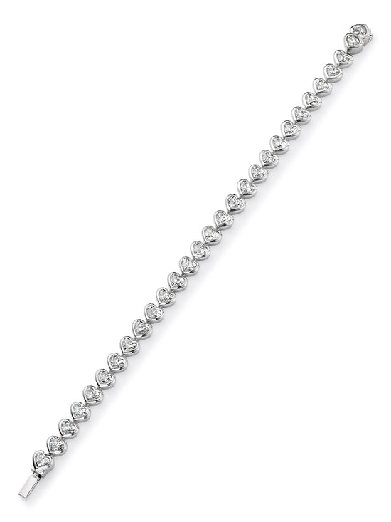 Florentine Heart Diamond Platinum Bracelet