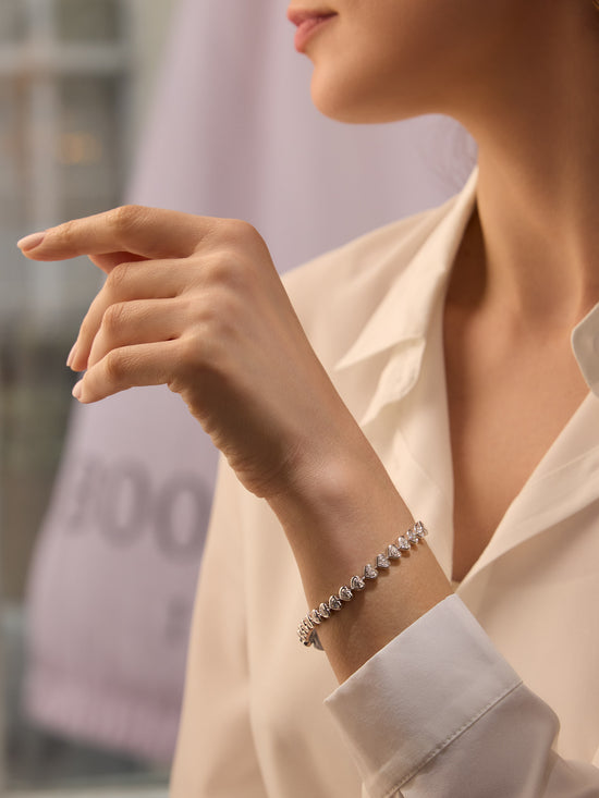 Florentine Heart Diamond Platinum Bracelet