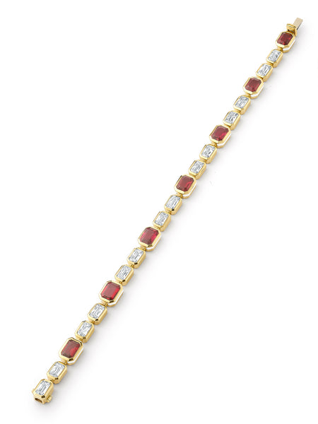 Florentine Ruby and Ashoka Diamond Yellow Gold Bracelet
