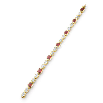 Florentine Ruby and Ashoka Diamond Yellow Gold Bracelet