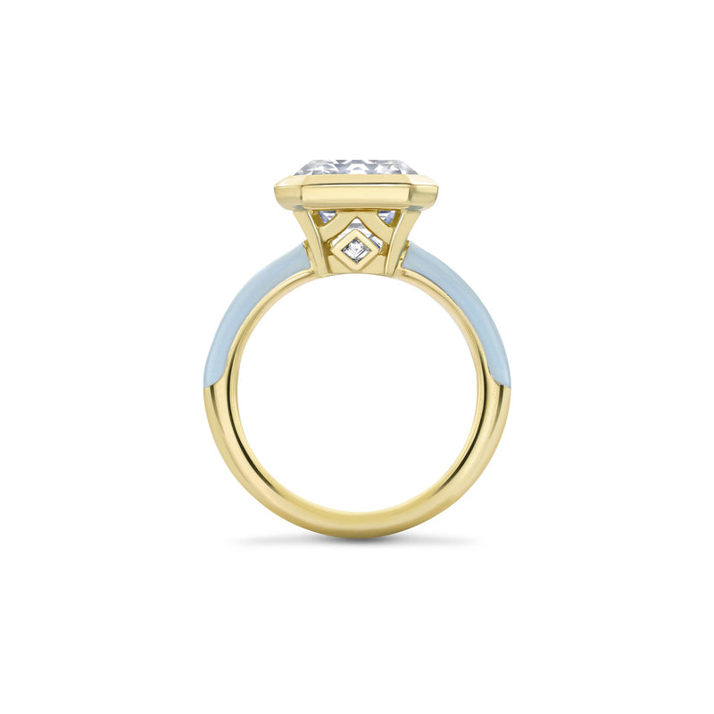 Florentine Large Blue Enamel Yellow Gold Diamond Ring