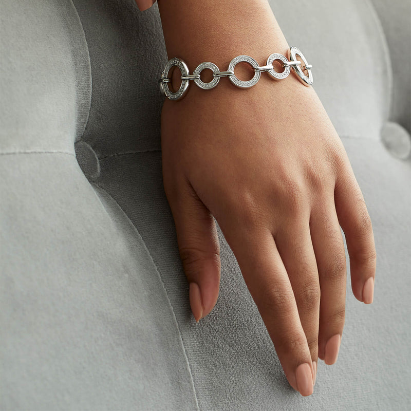 Medium Roulette White Gold Diamond Bracelet