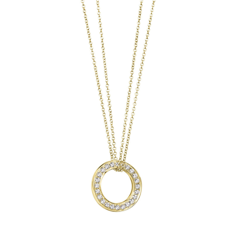 Large Roulette Yellow Gold Diamond Pendant