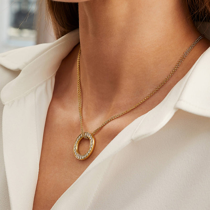 Large Roulette Yellow Gold Diamond Pendant