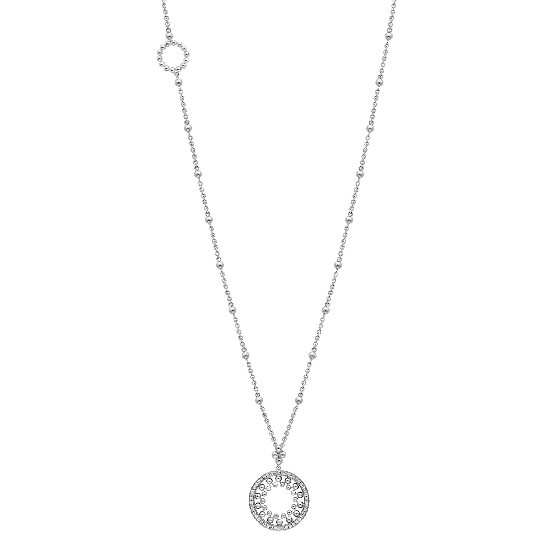 Circus Long White Gold Bead Necklace