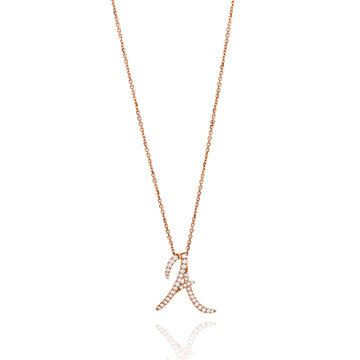 Love Letter Diamond Rose Gold Initial Pendant