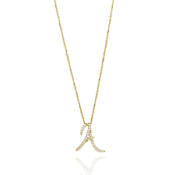 Love Letter Diamond Yellow Gold Initial Pendant