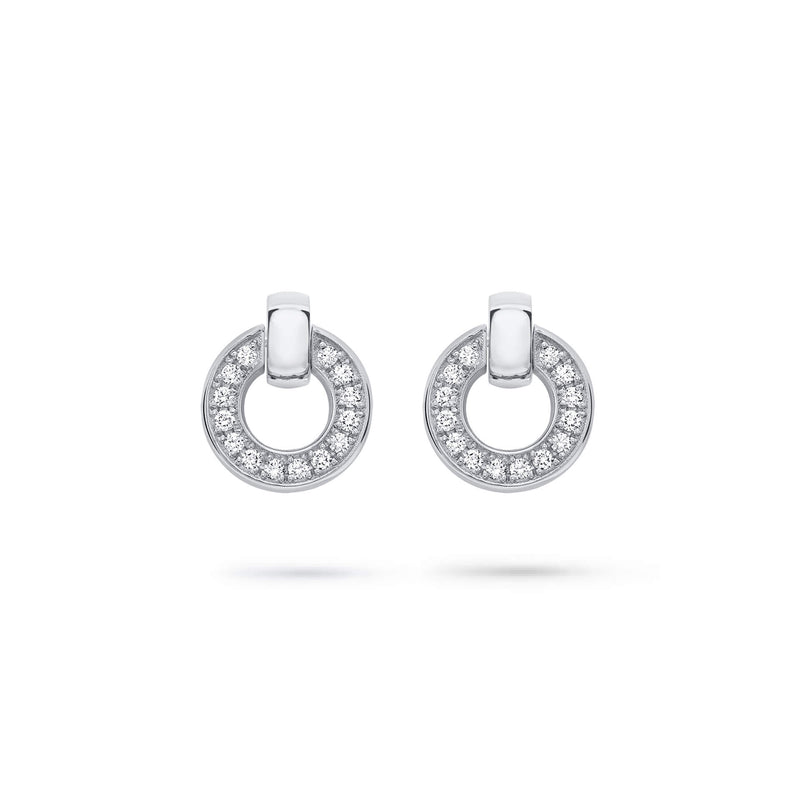 Roulette White Gold Diamond Flip Earrings