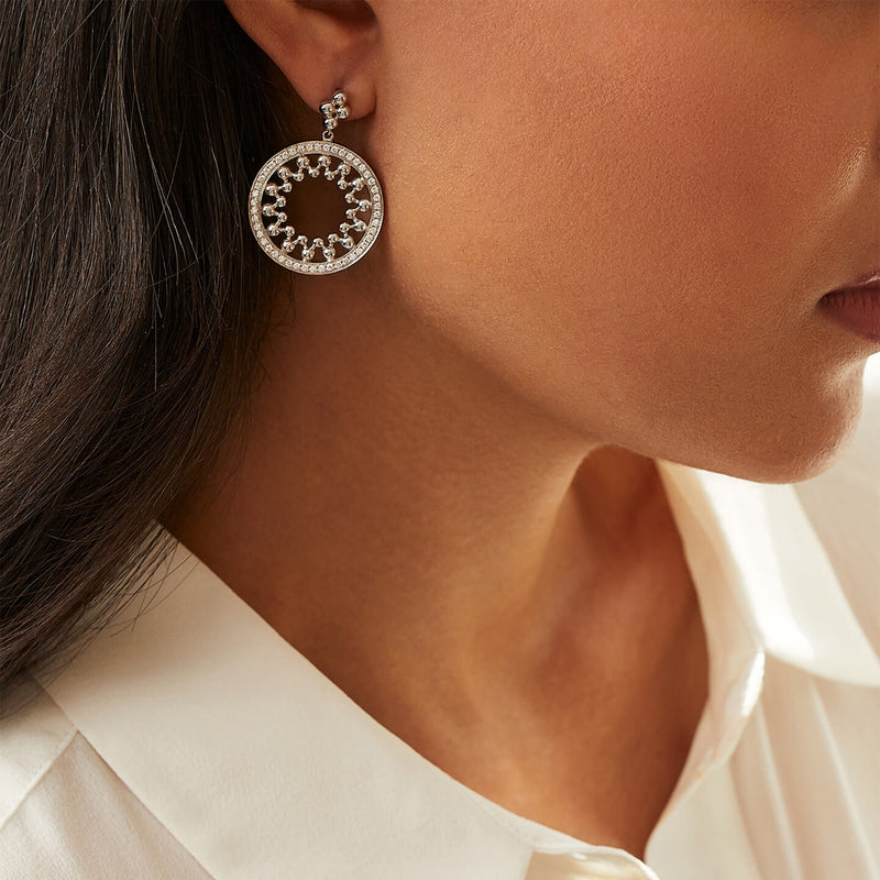 Circus White Gold Diamond Drop Earrings