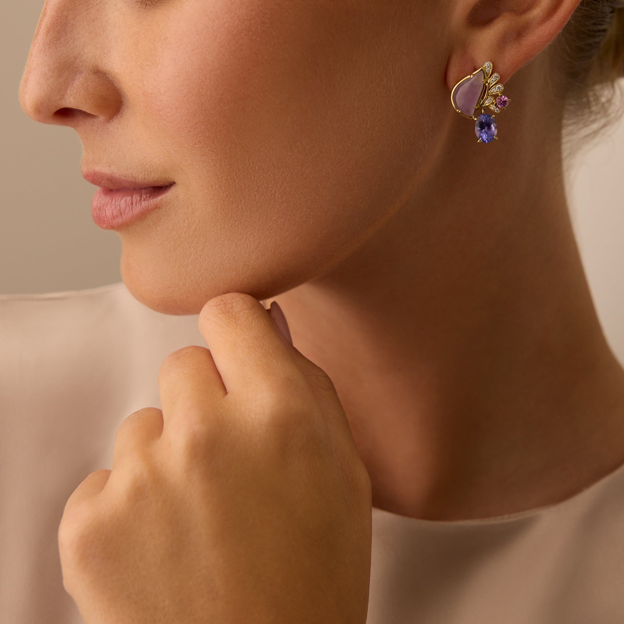 A Family Journey Provence Tanzanite Yellow Gold Earrings