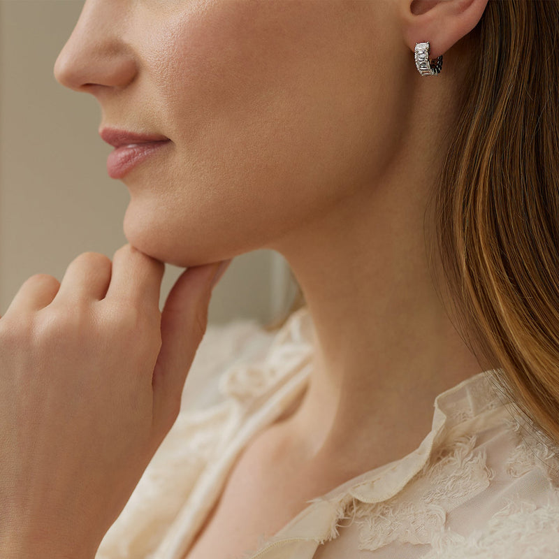 Ashoka Diamond Platinum Hoop Earrings