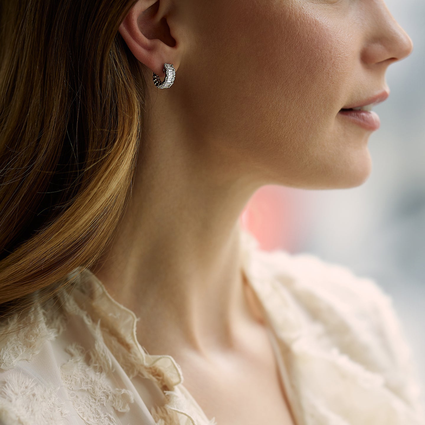 Ashoka Diamond Platinum Hoop Earrings