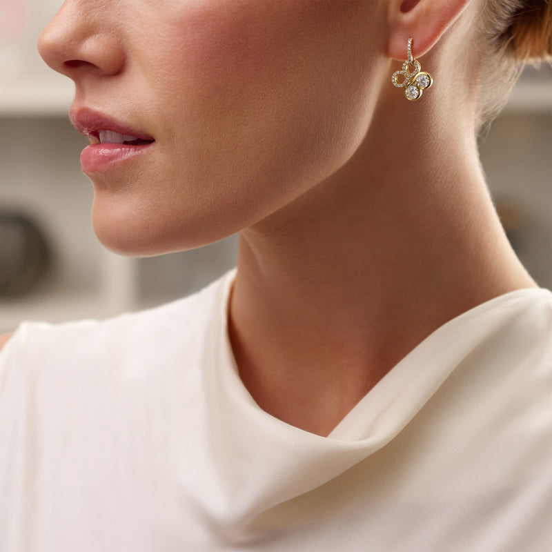 Be Boodles Large Yellow Gold Diamond Drop Earrings