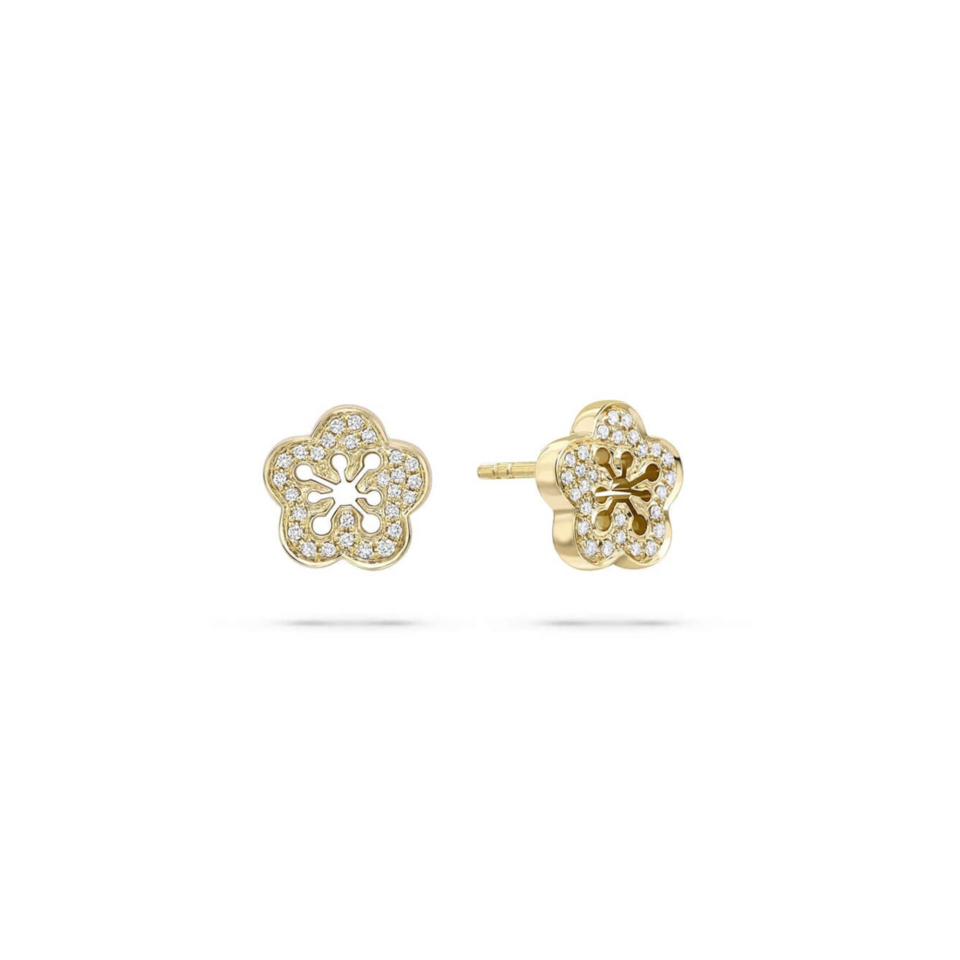 Blossom Yellow Gold Diamond Stud Earrings
