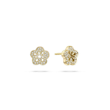 Blossom Yellow Gold Diamond Stud Earrings