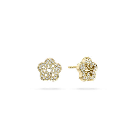 Blossom Yellow Gold Diamond Stud Earrings