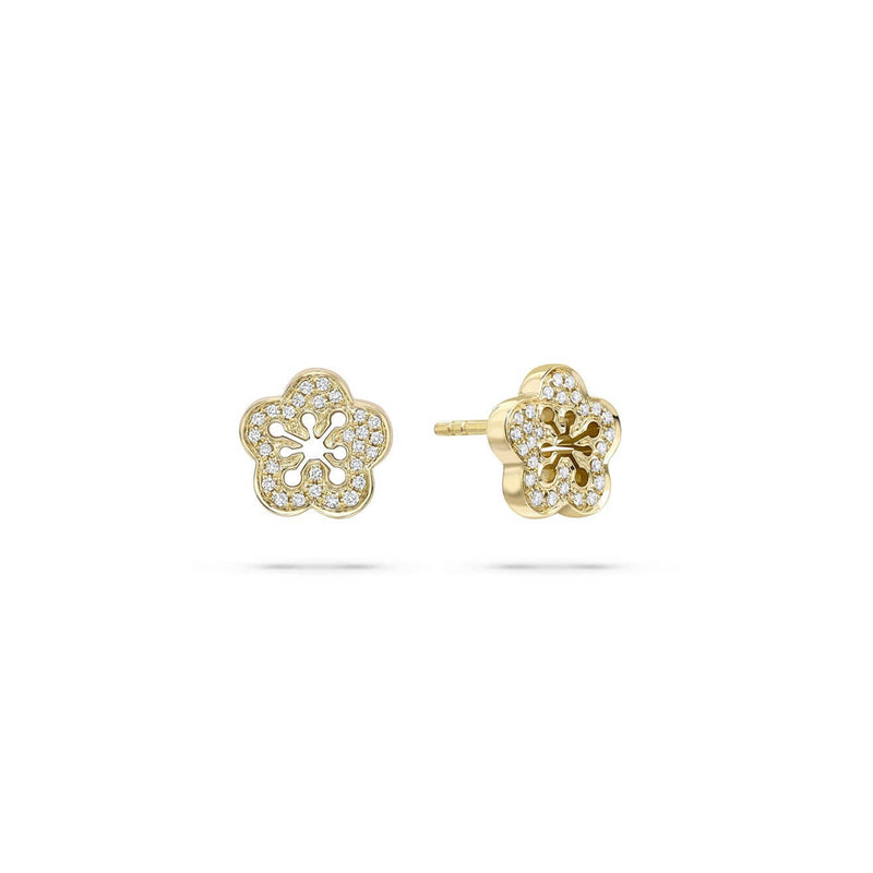 Blossom Yellow Gold Diamond Stud Earrings