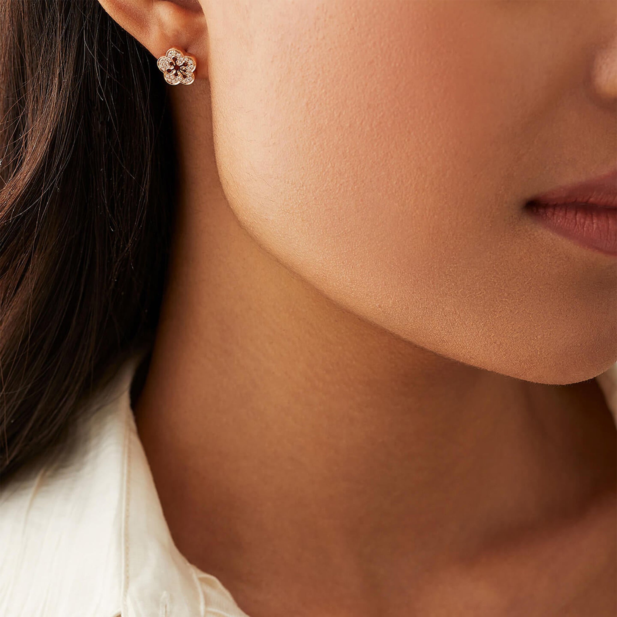 Blossom Rose Gold Diamond Stud Earrings