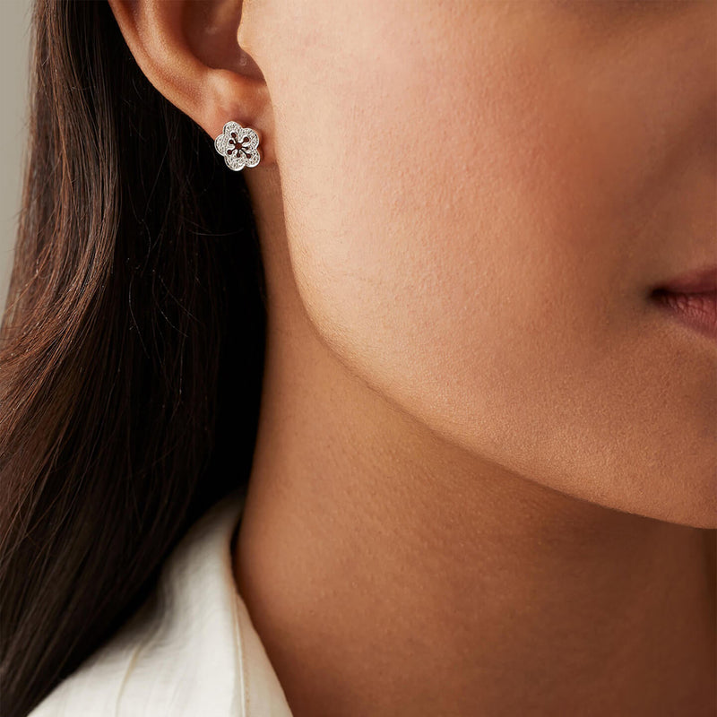 Blossom White Gold Diamond Stud Earrings