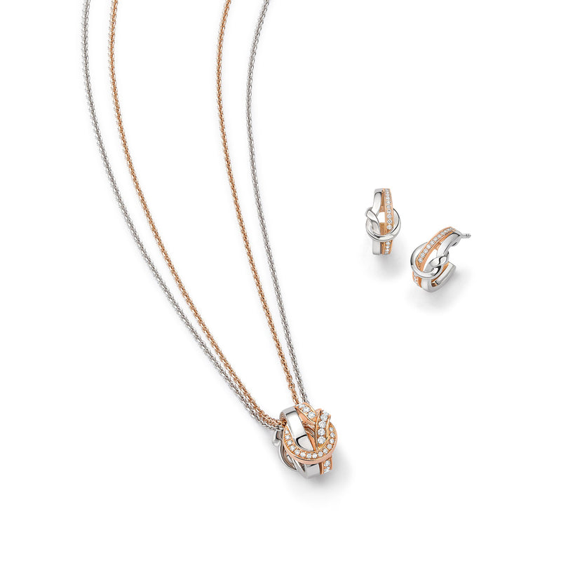The Knot White and Rose Gold Pendant and Earrings Set