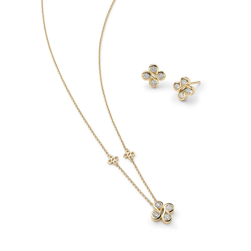 Be Boodles Yellow Gold Pendant and Earrings Set