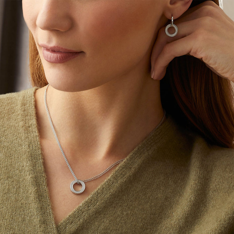 Roulette White Gold Pendant and Earrings Set