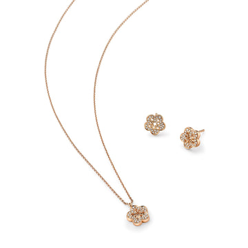Blossom Rose Gold Pendant and Earrings Set