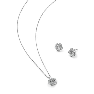Blossom White Gold Pendant and Earrings Set