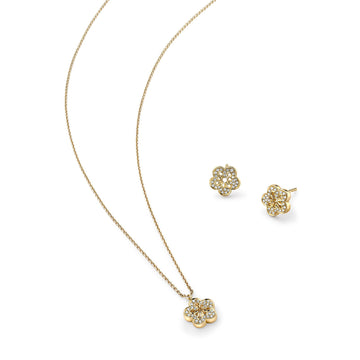 Blossom Yellow Gold Pendant and Earrings Set