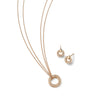 Roulette Rose Gold Pendant and Flip Earrings Set