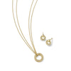 Roulette Yellow Gold Pendant and Flip Earrings Set