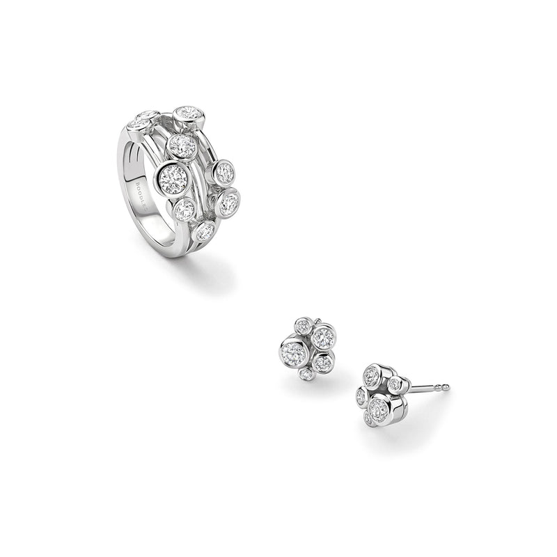 Raindance Platinum Cluster Ring and Earrings Set