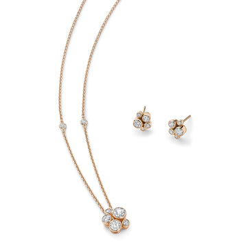 Raindance Rose Gold Cluster Pendant and Earrings Set