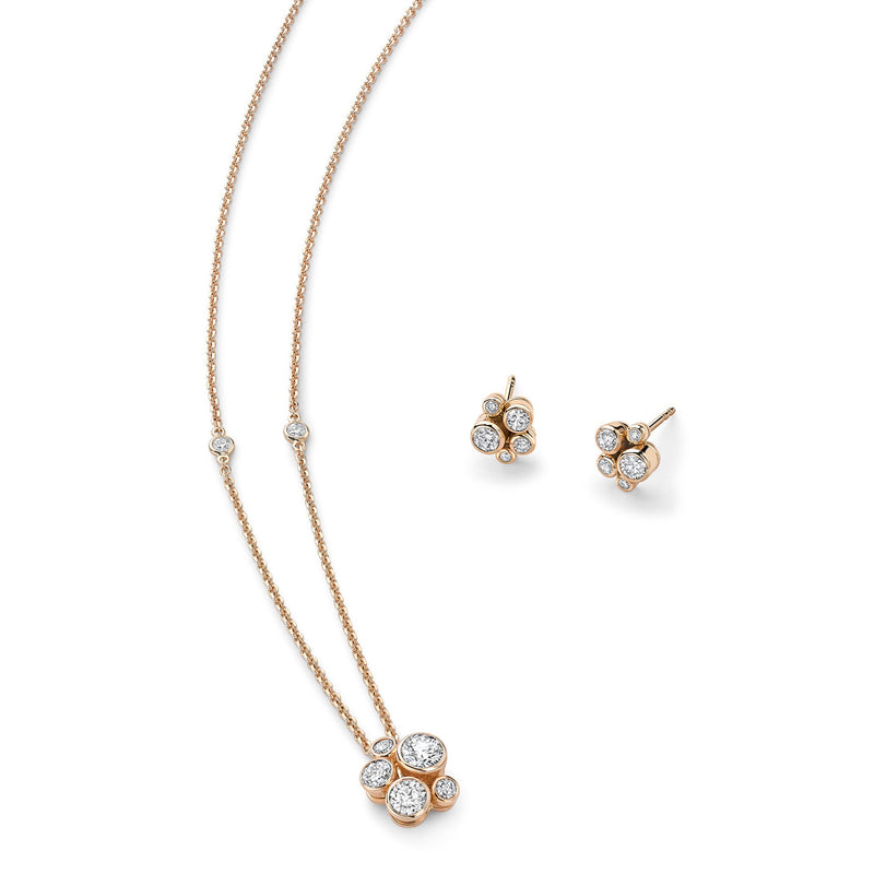 Raindance Rose Gold Cluster Pendant and Earrings Set