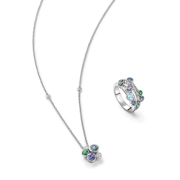 Raindance Watercolour White Gold Pendant and Ring Set