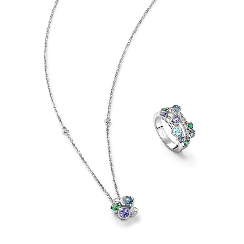 Raindance Watercolour White Gold Pendant and Ring Set