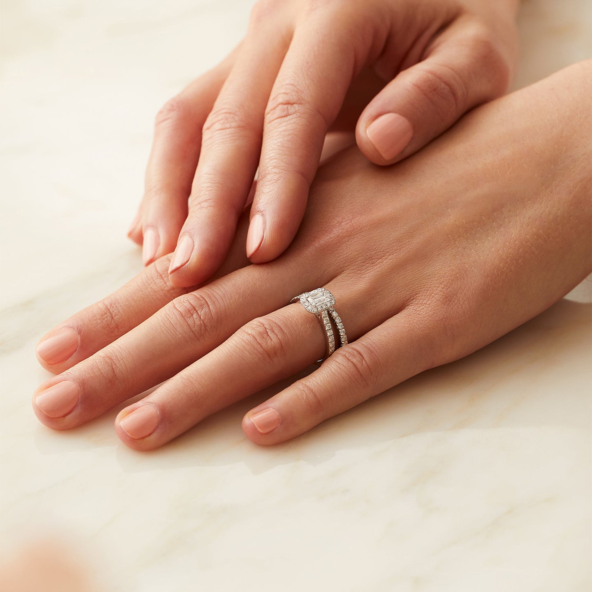 Vintage Ashoka Platinum Diamond Engagement Ring