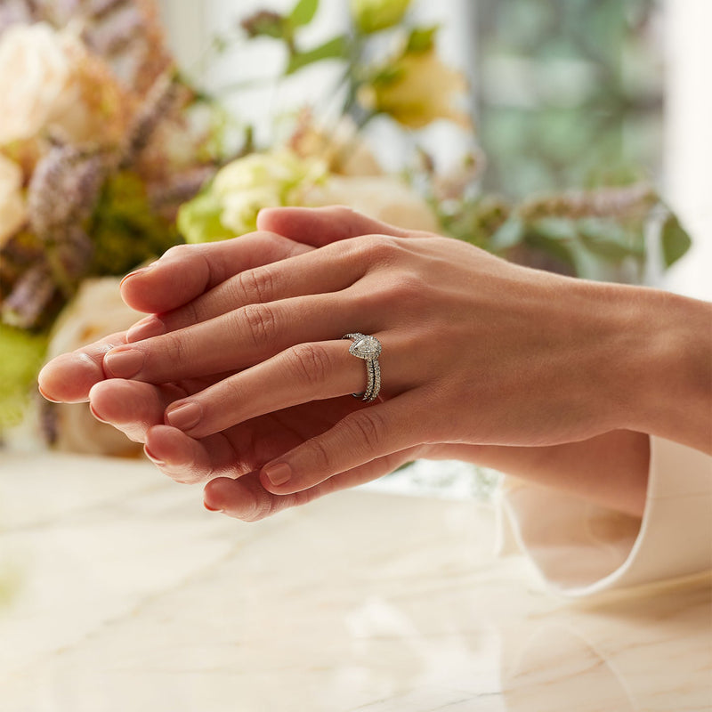 Vintage Pear Cut Platinum Diamond Engagement Ring