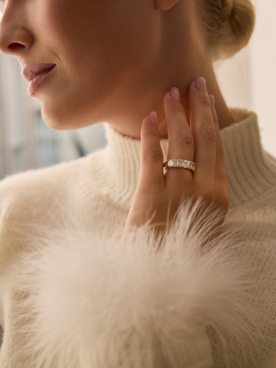 Ashoka Diamond Seven Stone Half Yellow Gold Eternity Ring