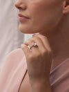 Flower Pink and White Diamond Platinum Ring