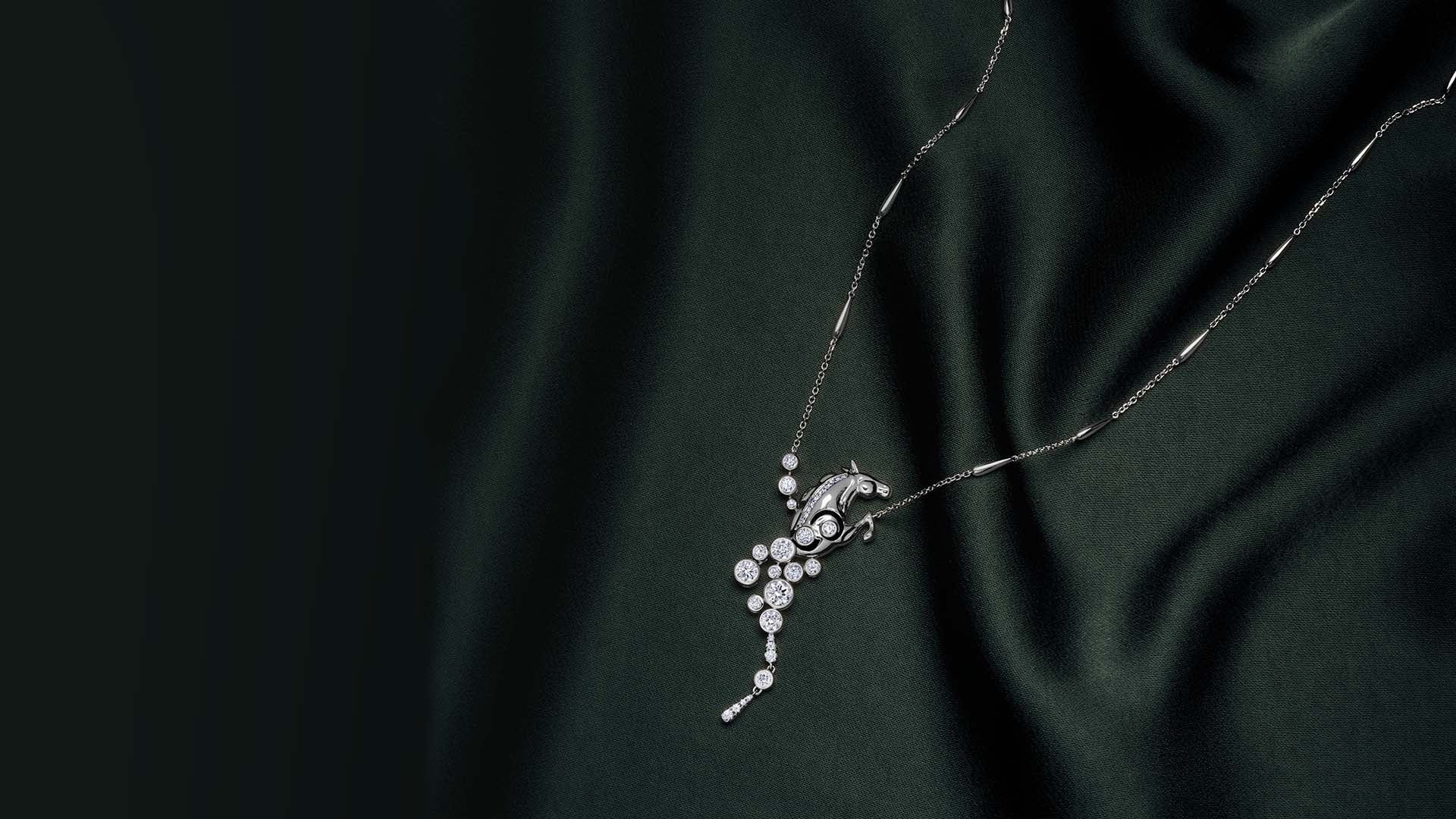 Lucky 'Gold Cup 100' Platinum Diamond Horse Pendant