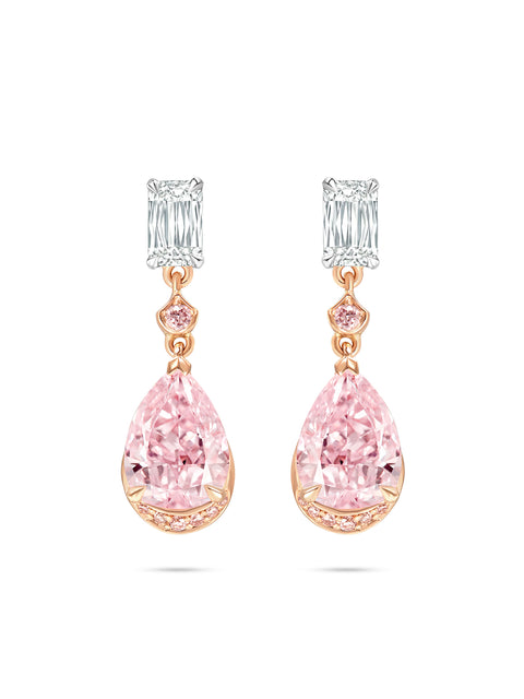 Classic Pear Pink Diamond Drop Earrings